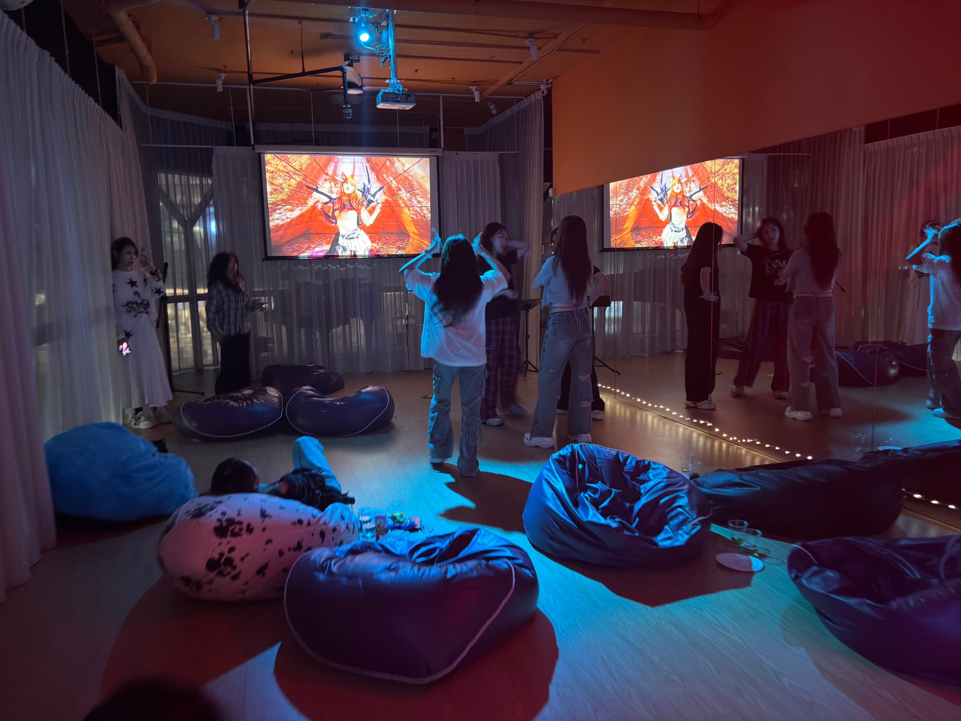 The private cinema set up at the studio
