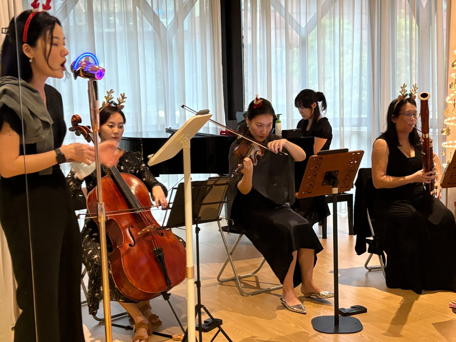 Musicians performing at the studio
