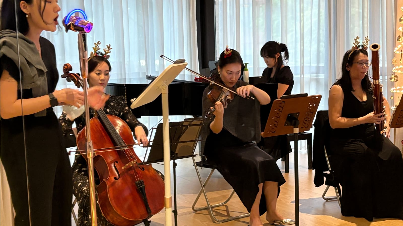 The performance space arranged for a concert