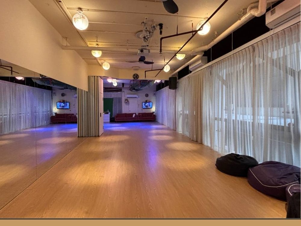 A studio set up for rehearsal