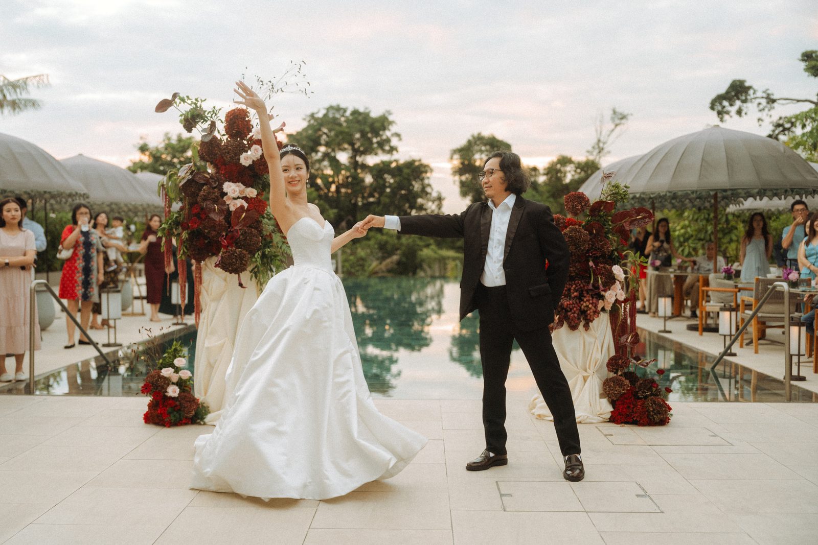 A couple during a private wedding-dance lesson