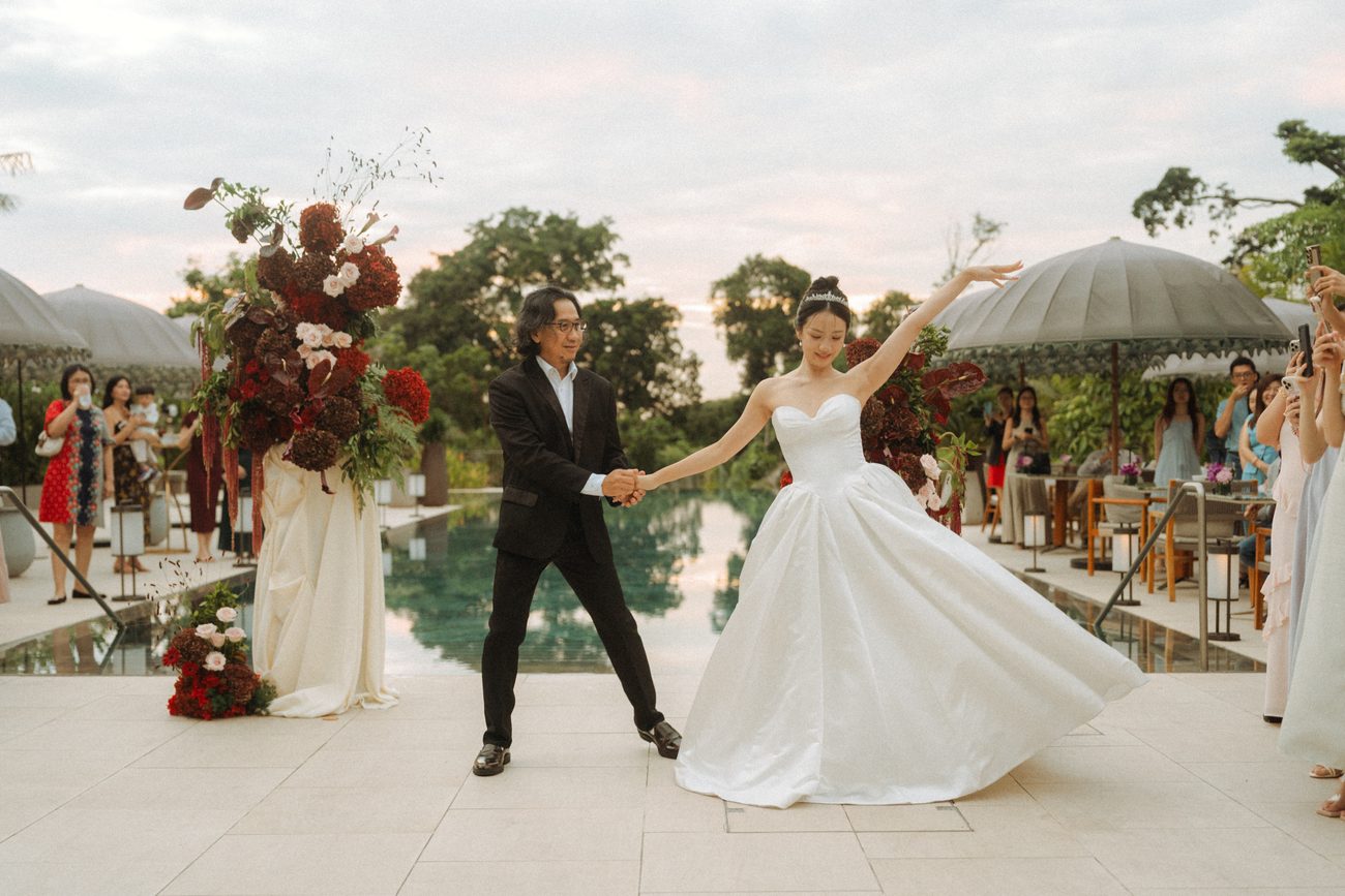 The bride twirling during the first dance